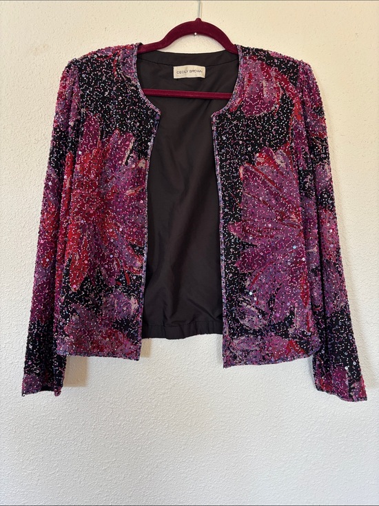 Cecily Brown Jackets & Blazers - 90s SILK beaded AOP cropped jacket